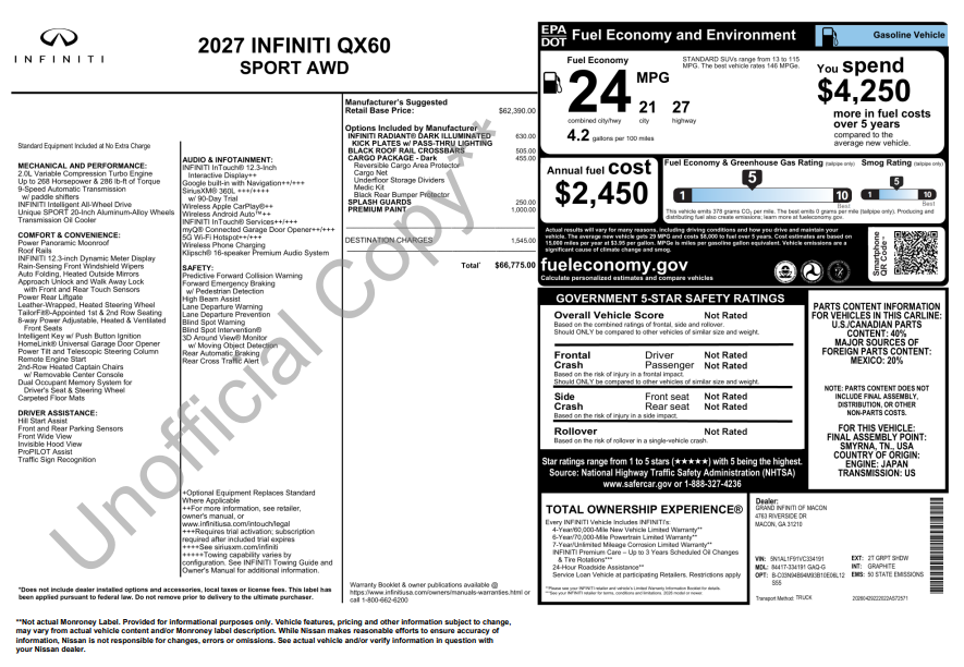 2027 INFINITI QX60 SPORT