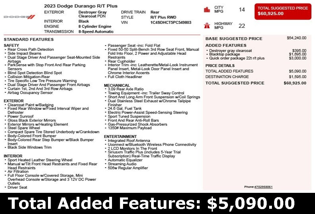 2023 Dodge Durango R/T Plus