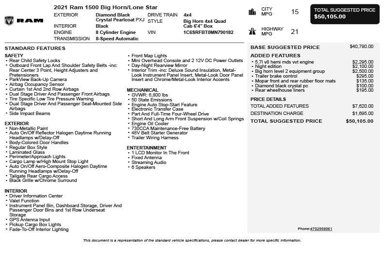 2021 RAM 1500 Big Horn/Lone Star