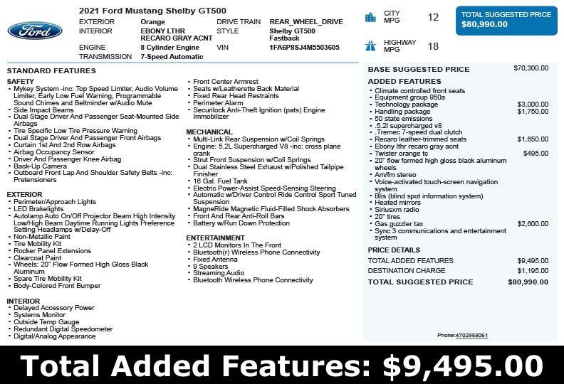 2021 Ford Mustang Shelby GT500