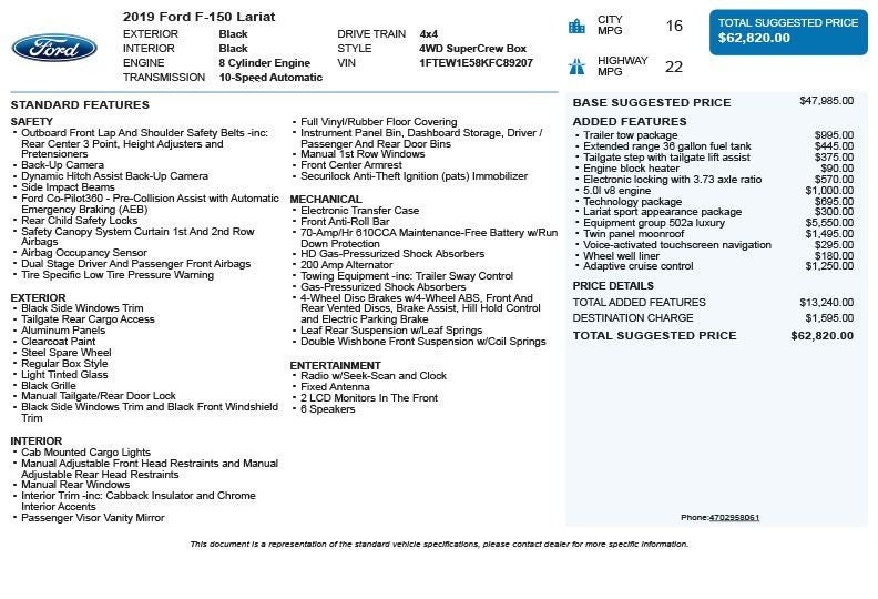 2019 Ford F-150 Lariat