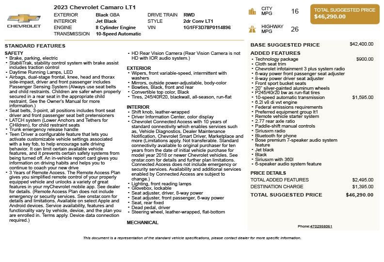 2023 Chevrolet Camaro LT1