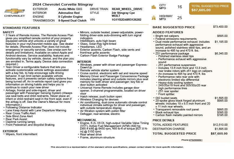 2024 Chevrolet Corvette Stingray 2LT