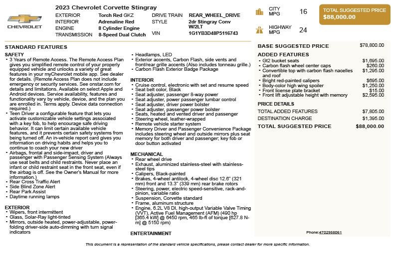 2023 Chevrolet Corvette Stingray 2LT