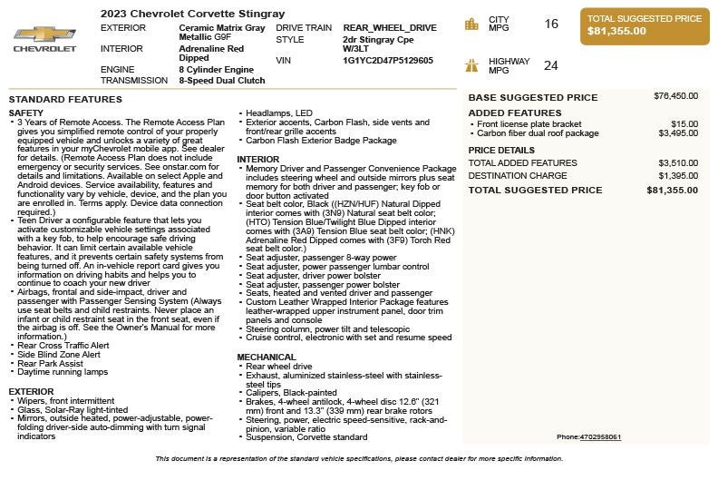 2023 Chevrolet Corvette Stingray 3LT