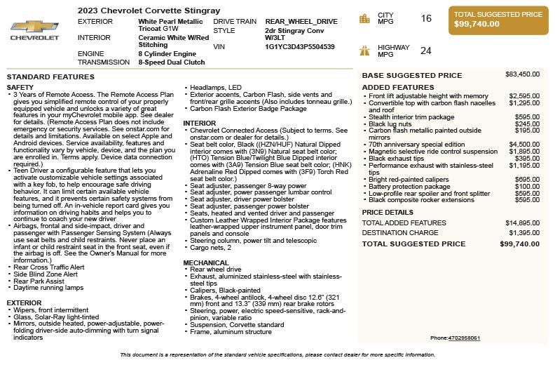 2023 Chevrolet Corvette Stingray 3LT