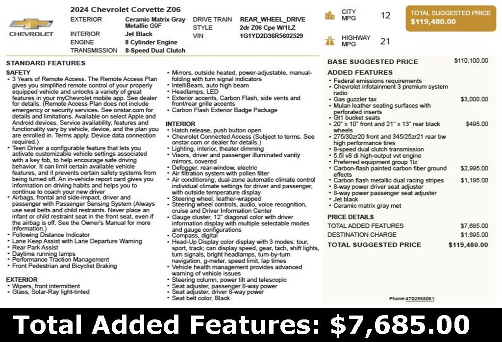 2024 Chevrolet Corvette Z06 1LZ