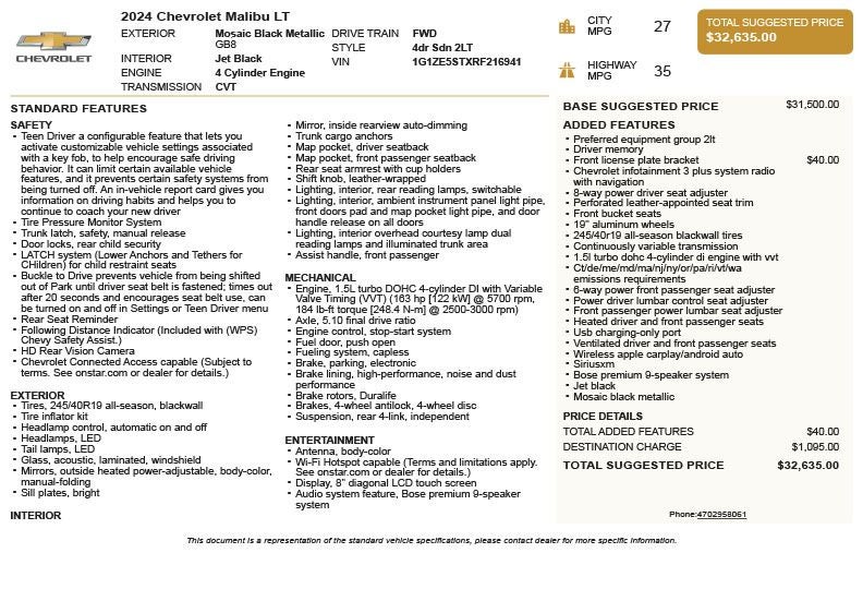 2024 Chevrolet Malibu LT 2LT