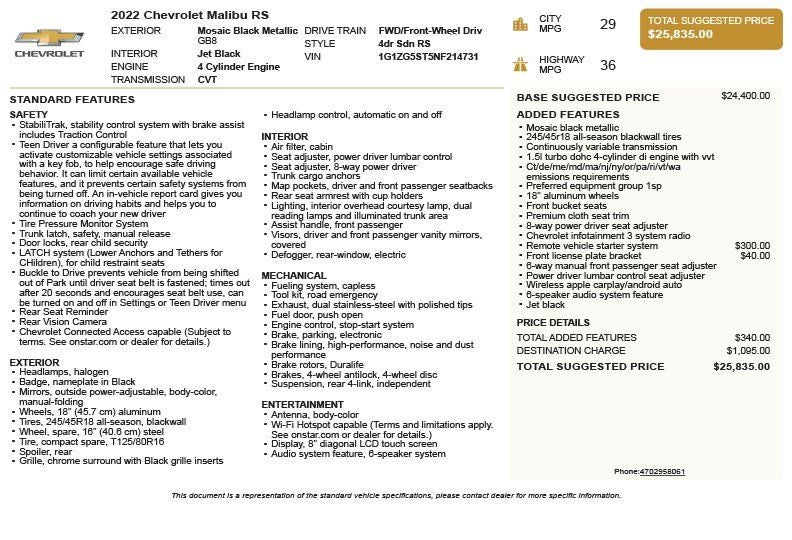 2022 Chevrolet Malibu RS