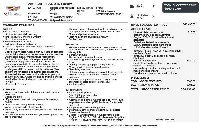 2019 Cadillac XT5 Luxury