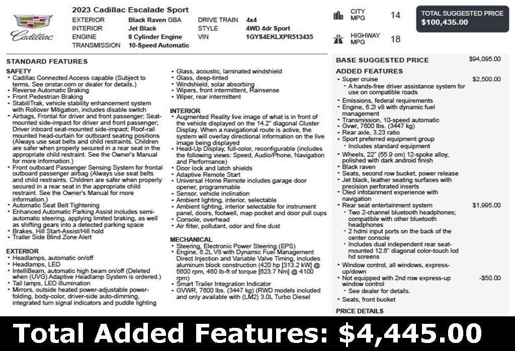 2023 Cadillac Escalade Sport