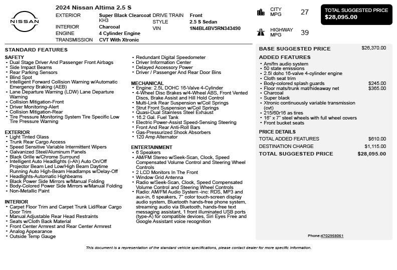 2024 Nissan Altima 2.5 S