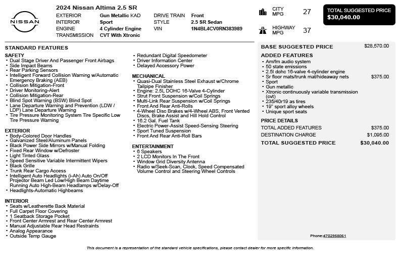 2024 Nissan Altima 2.5 SR