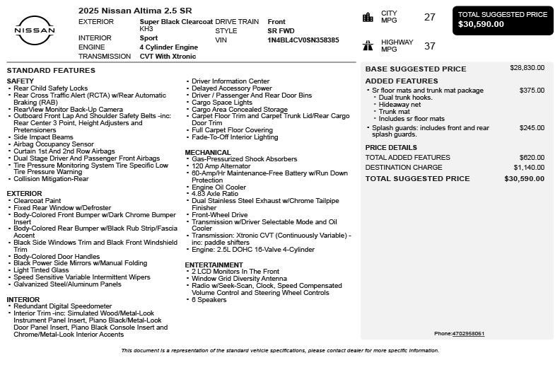 2025 Nissan Altima 2.5 SR