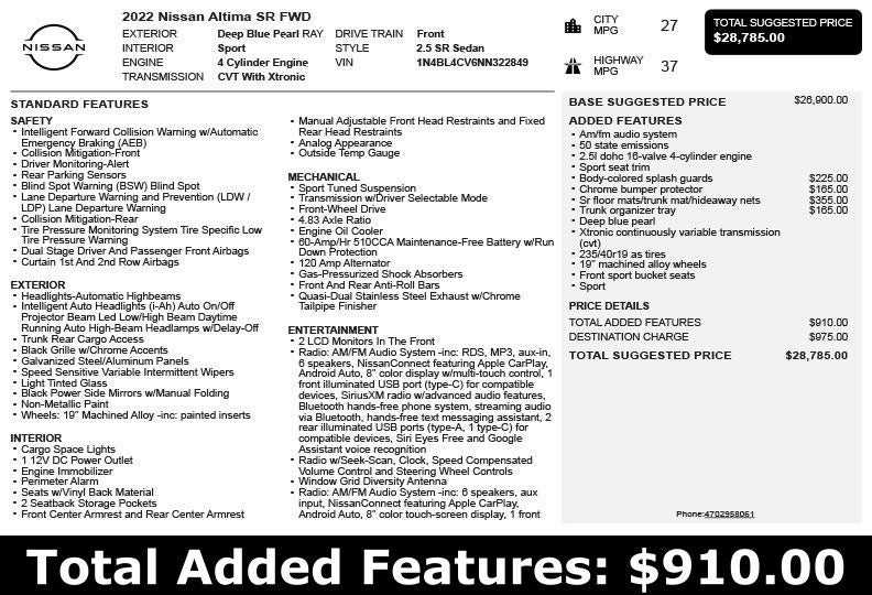 2022 Nissan Altima 2.5 SR