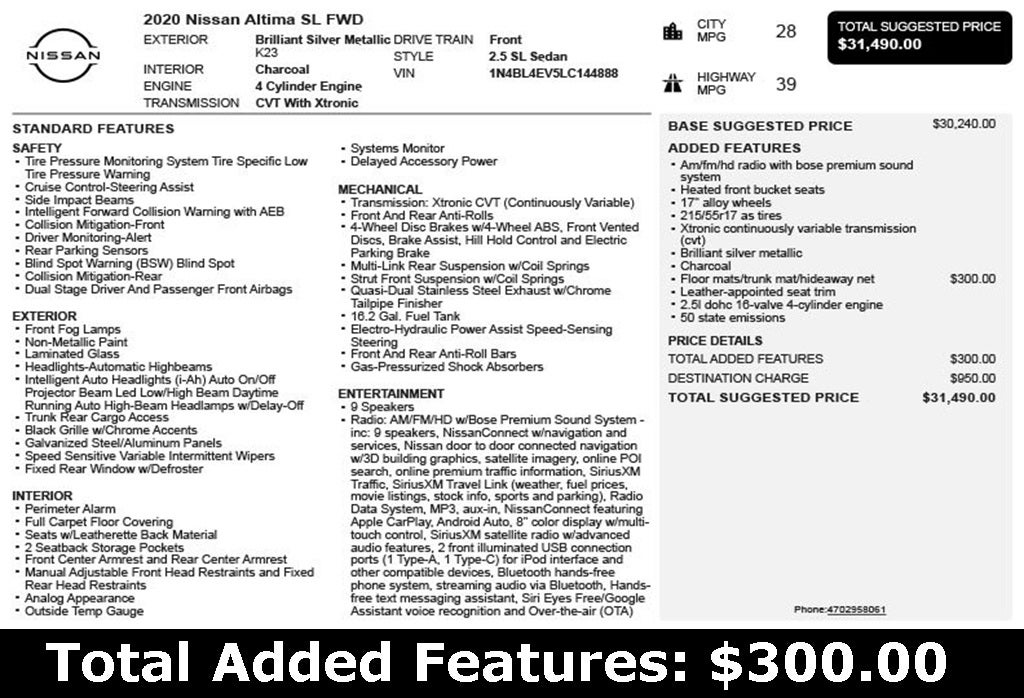 2020 Nissan Altima 2.5 SL