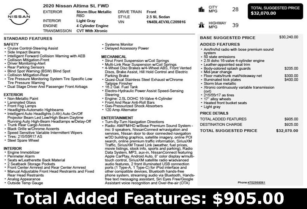 2020 Nissan Altima 2.5 SL