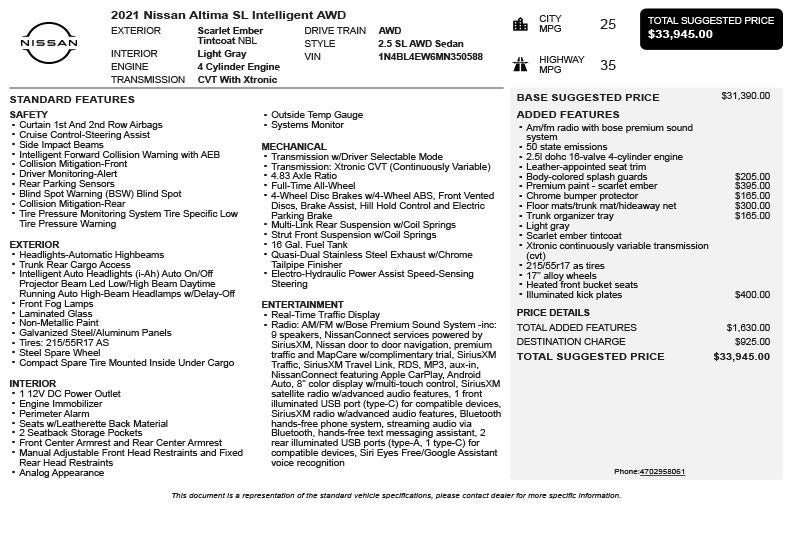 2021 Nissan Altima 2.5 SL