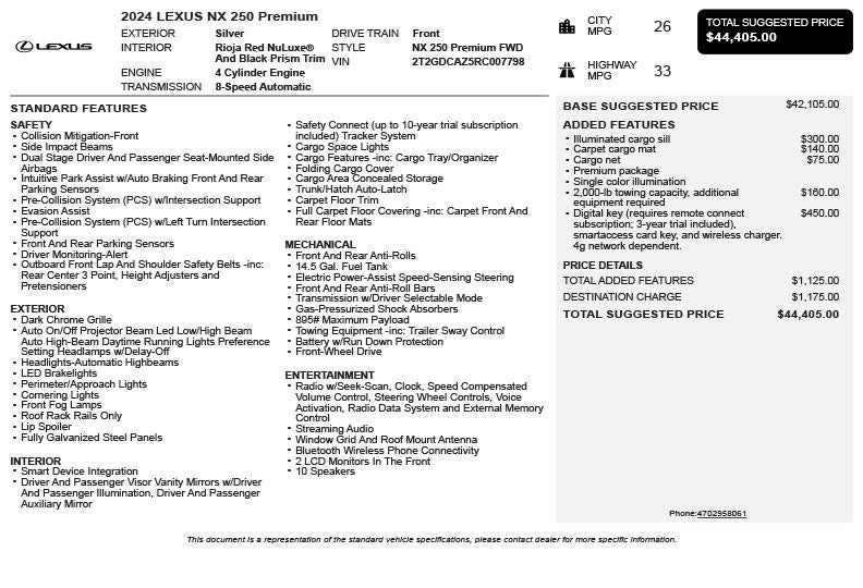 2024 Lexus NX 250 Premium