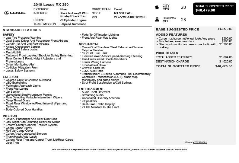 2019 Lexus RX 350