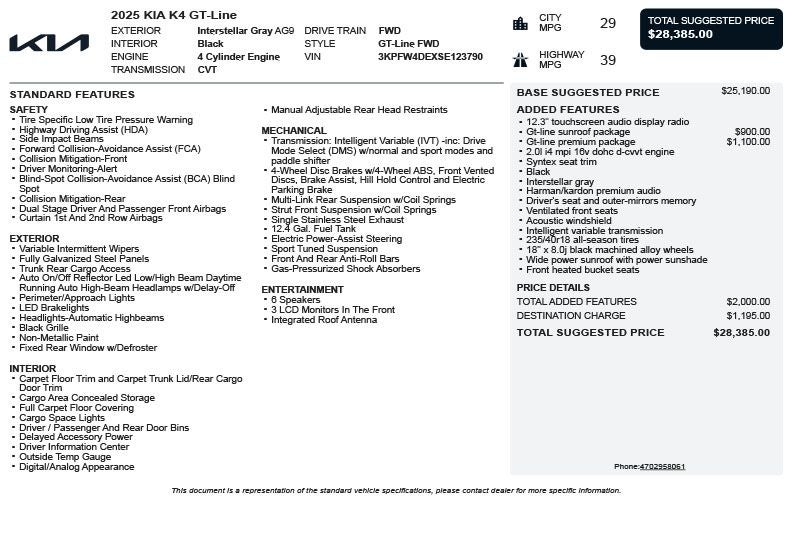 2025 Kia K4 GT-Line