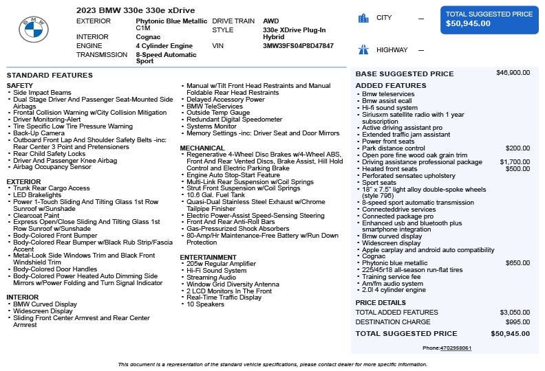2023 BMW 3 Series 330e xDrive