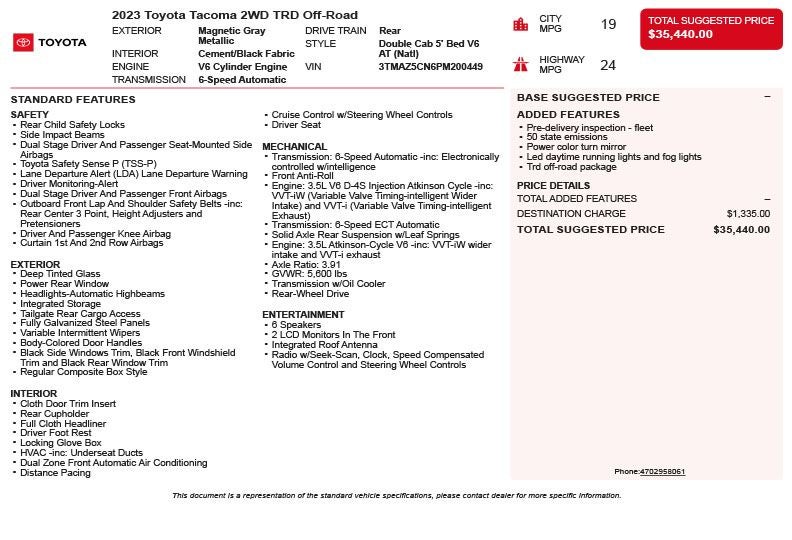 2023 Toyota Tacoma TRD Off-Road V6