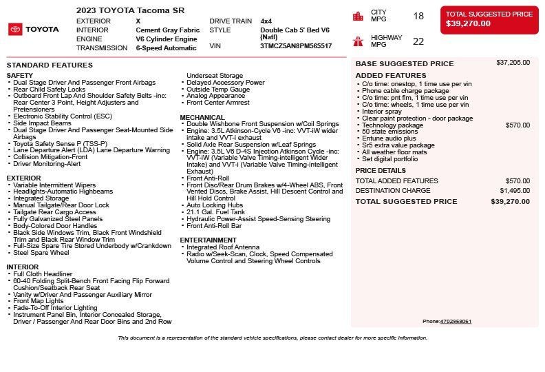2023 Toyota Tacoma SR V6