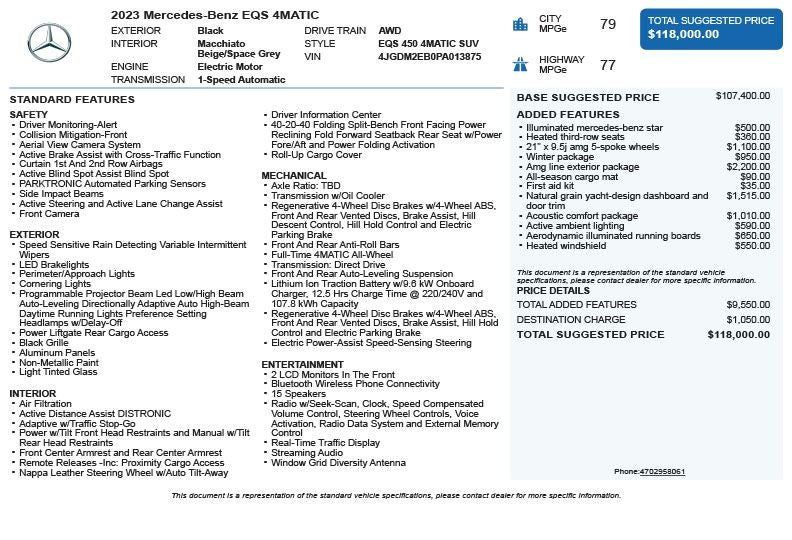 2023 Mercedes-Benz EQS 450 4MATIC®