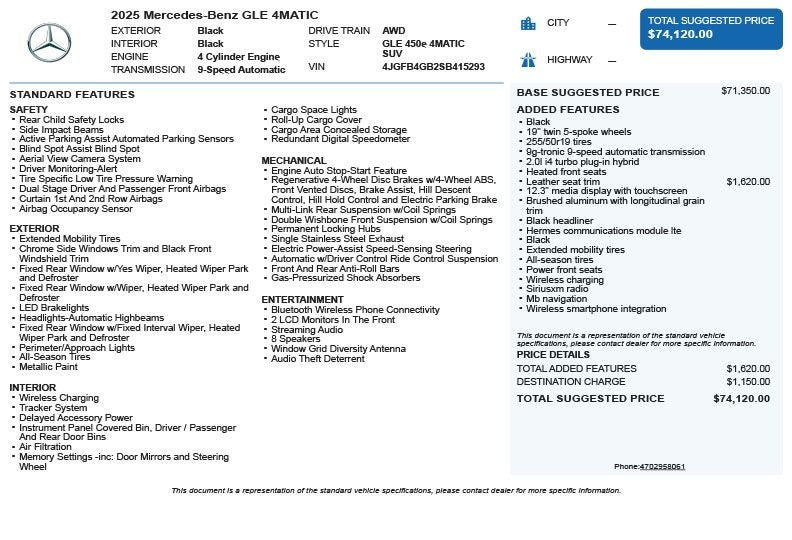 2025 Mercedes-Benz GLE GLE 450e 4MATIC®
