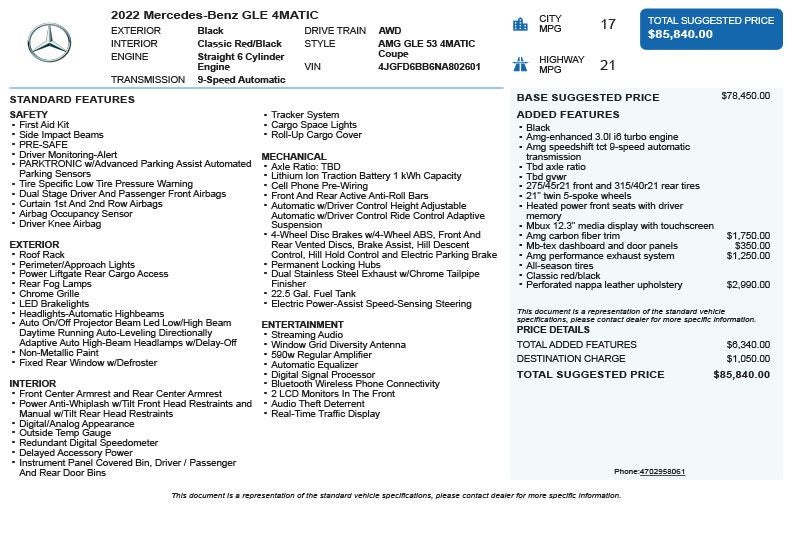 2022 Mercedes-Benz GLE GLE 53 AMG® 4MATIC®