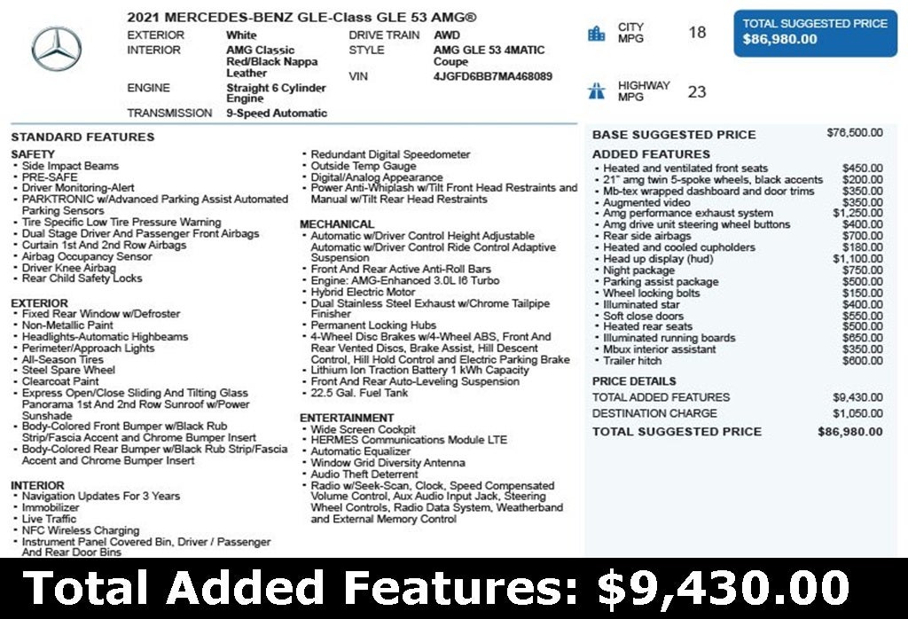 2021 Mercedes-Benz GLE GLE 53 AMG® 4MATIC®
