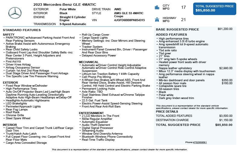 2023 Mercedes-Benz GLE GLE 53 AMG® 4MATIC®