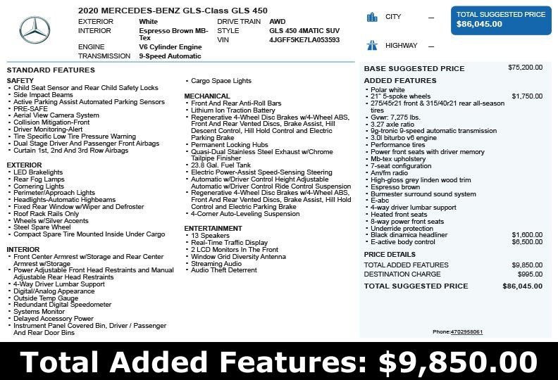2020 Mercedes-Benz GLS GLS 450 4MATIC®