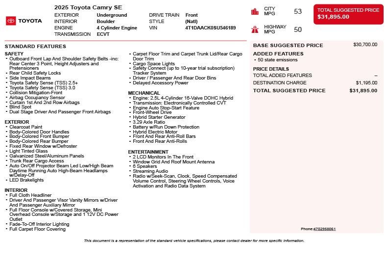 2025 Toyota Camry SE