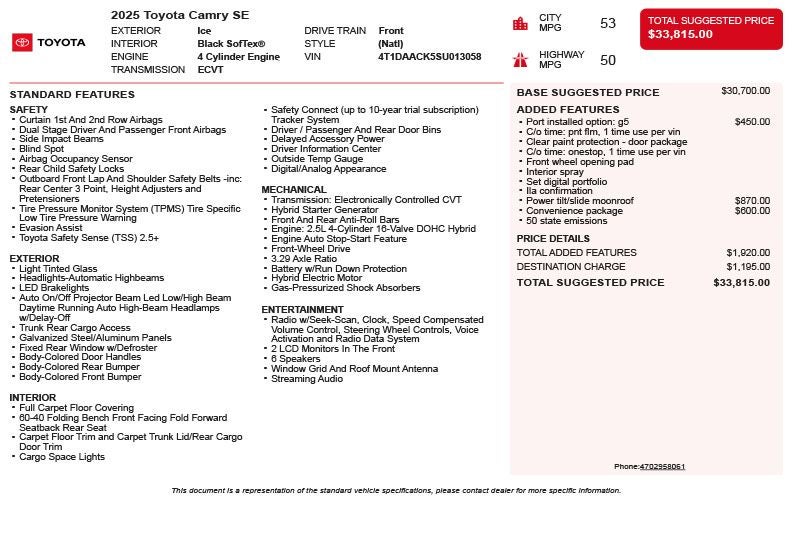 2025 Toyota Camry SE