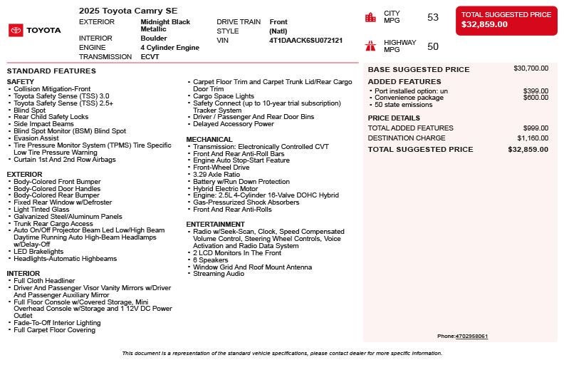2025 Toyota Camry SE
