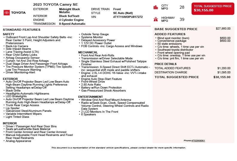 2023 Toyota Camry SE