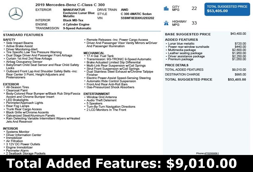 2019 Mercedes-Benz C-Class C 300 4MATIC®