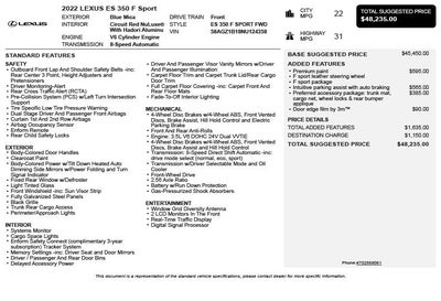 2022 Lexus ES 350 F Sport