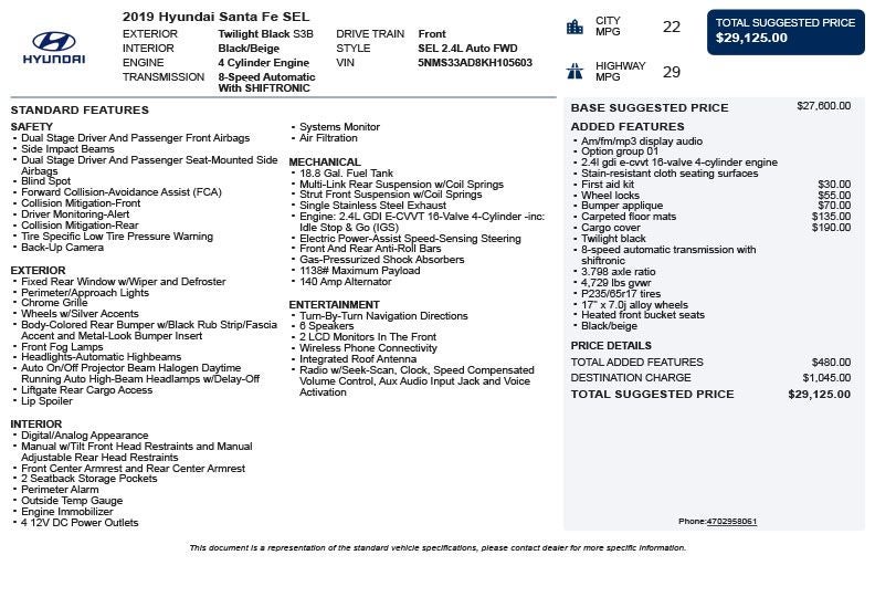 2019 Hyundai Santa Fe SEL