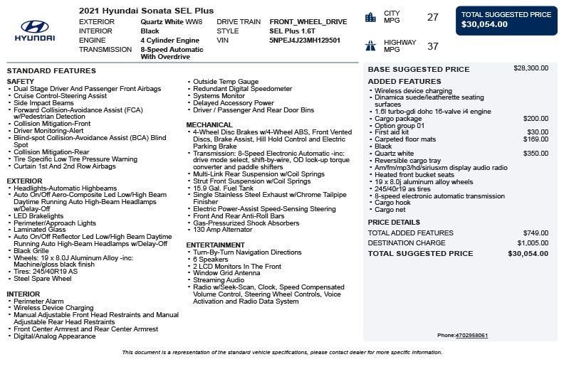 2021 Hyundai Sonata SEL Plus