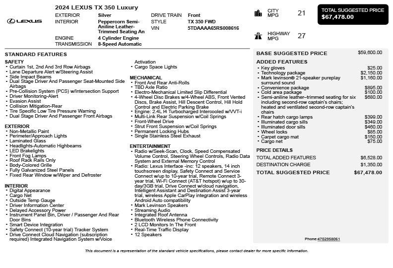 2024 Lexus TX 350 Luxury