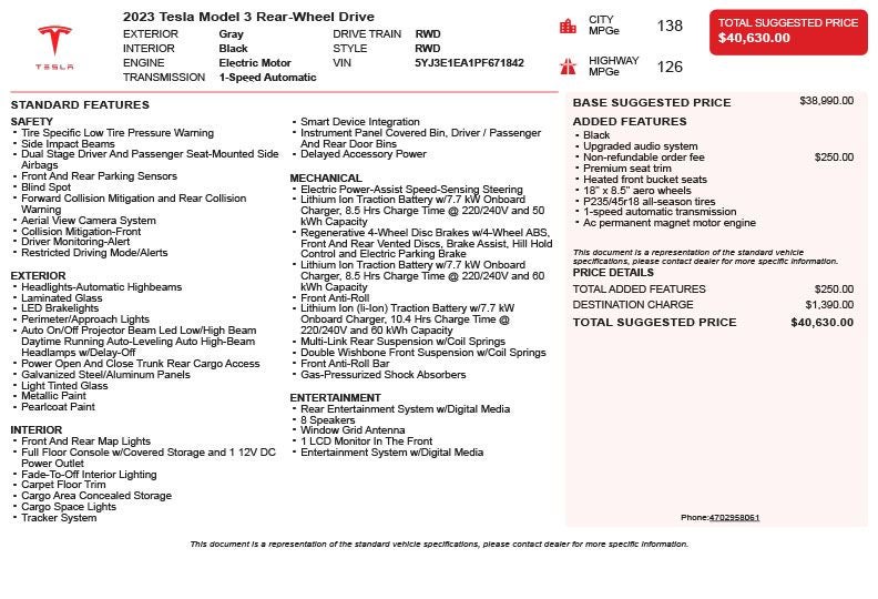 2023 Tesla Model 3 Base
