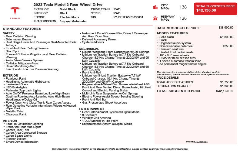2023 Tesla Model 3 Base