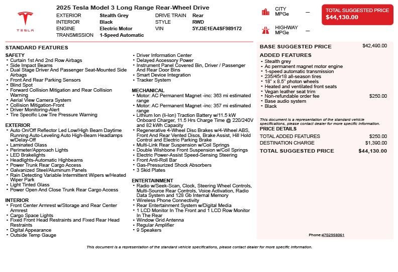 2025 Tesla Model 3 Long Range