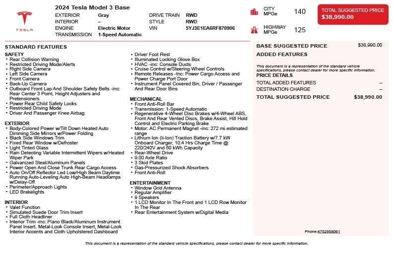 2024 Tesla Model 3 Base