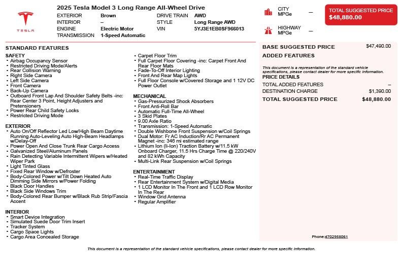 2025 Tesla Model 3 Long Range