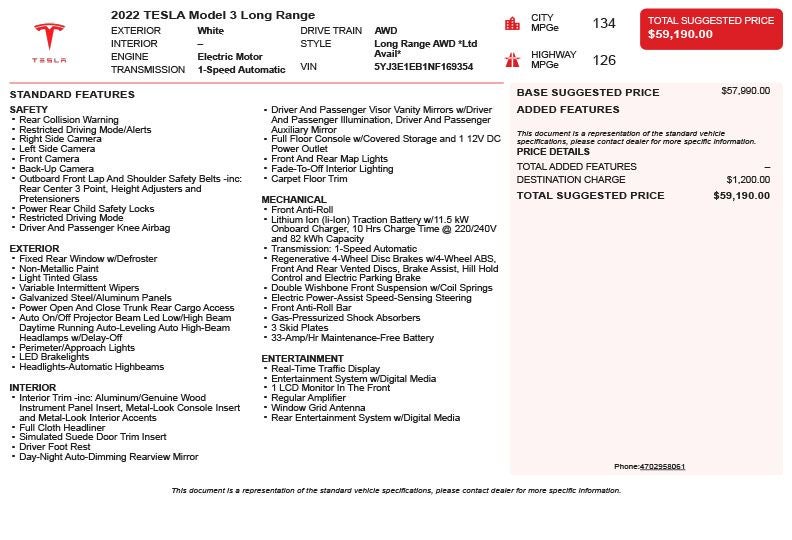 2022 Tesla Model 3 Long Range