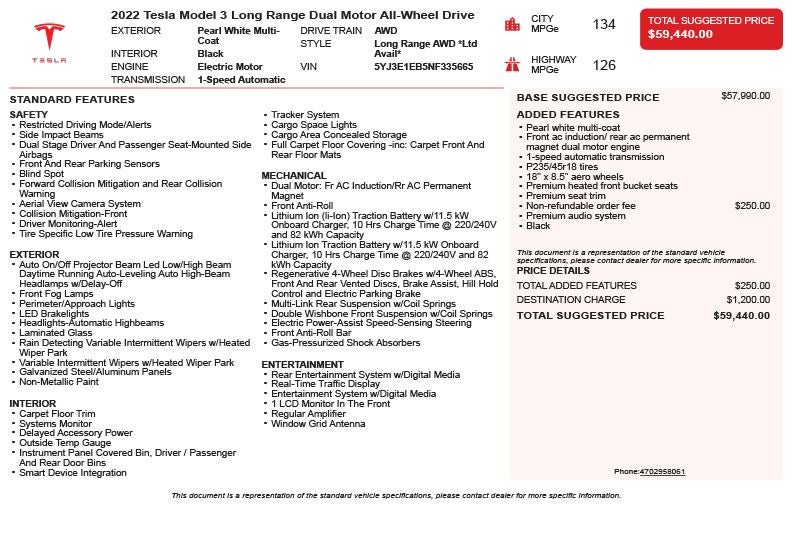 2022 Tesla Model 3 Long Range